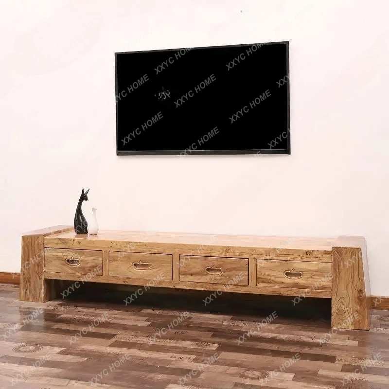 

Solid Wood TV Cabinet Old Elm Living Room Home TV Cabinet Small Apartment Light Luxury High-end Film And Television Cabinet