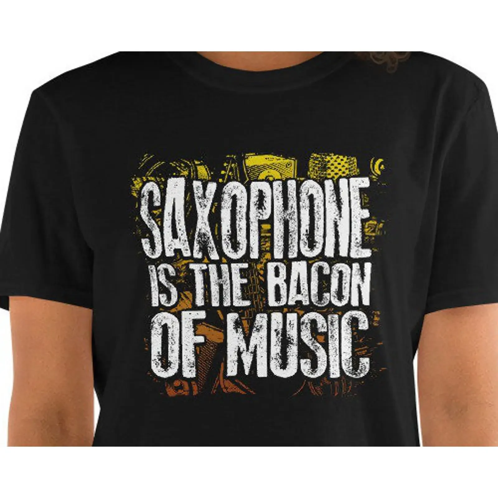 Saxophone Is The Bacon Of Music Funny Musician Lover Culinary Artist T Shirt vintage Washed Unisex Versatile streetwear