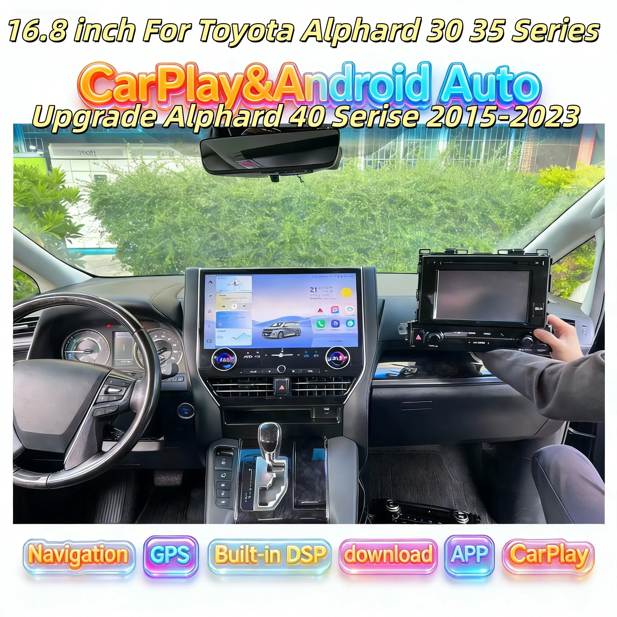 Wireless CarPlay Multimedia Player For Toyota Alphard 30 35 Series Upgrade Alphard 40 Serise 2015-2023 Android Radio Touch