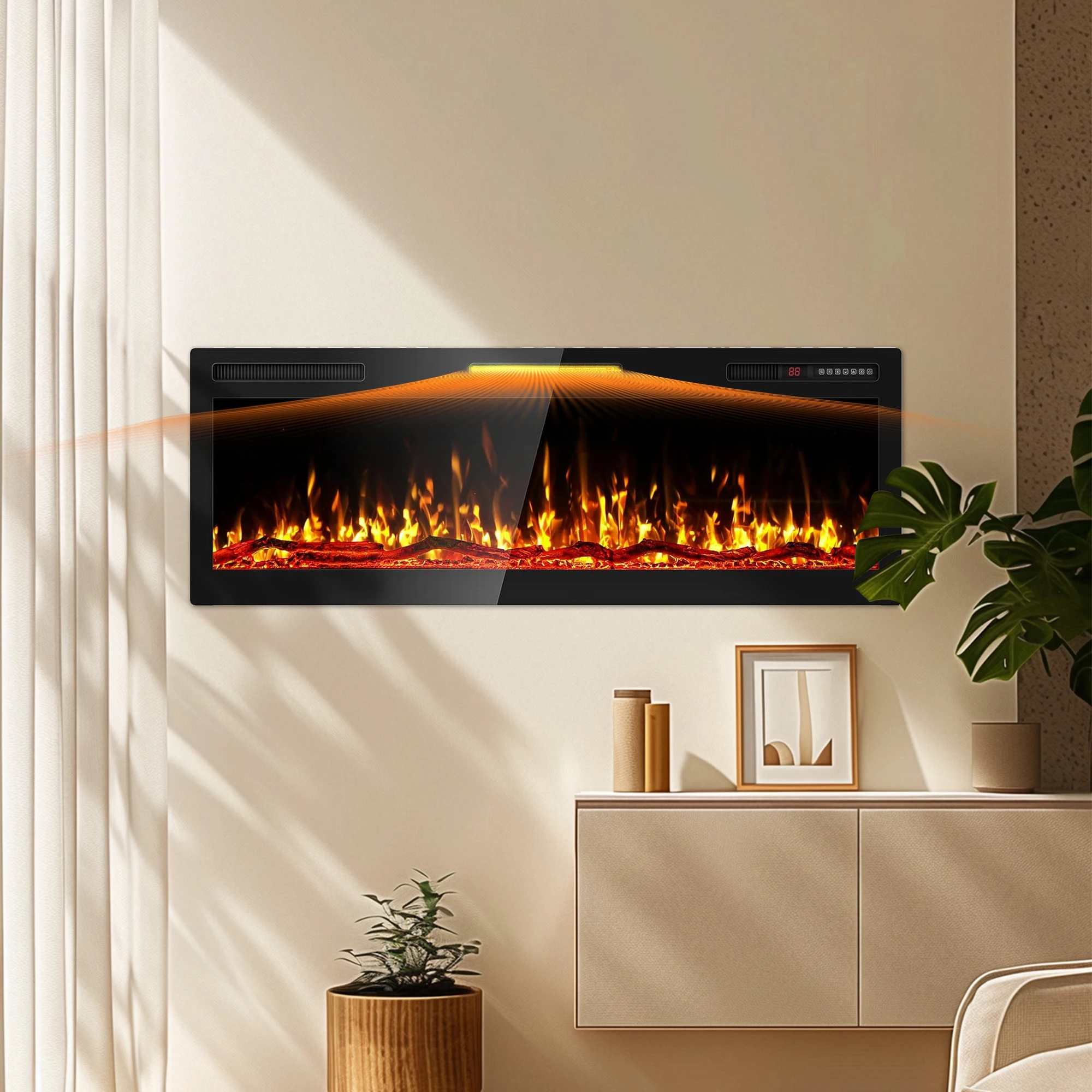 Modern Electric Fireplace with Remote Control for Hotels Villas Apartments