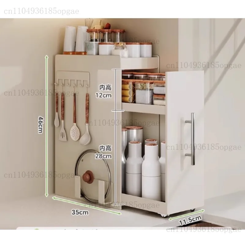 Pull-out Multi-layer Shelves, Kitchen Materials, Countertops, Storage Cabinets, Shelf Boxes, Narrow Edges