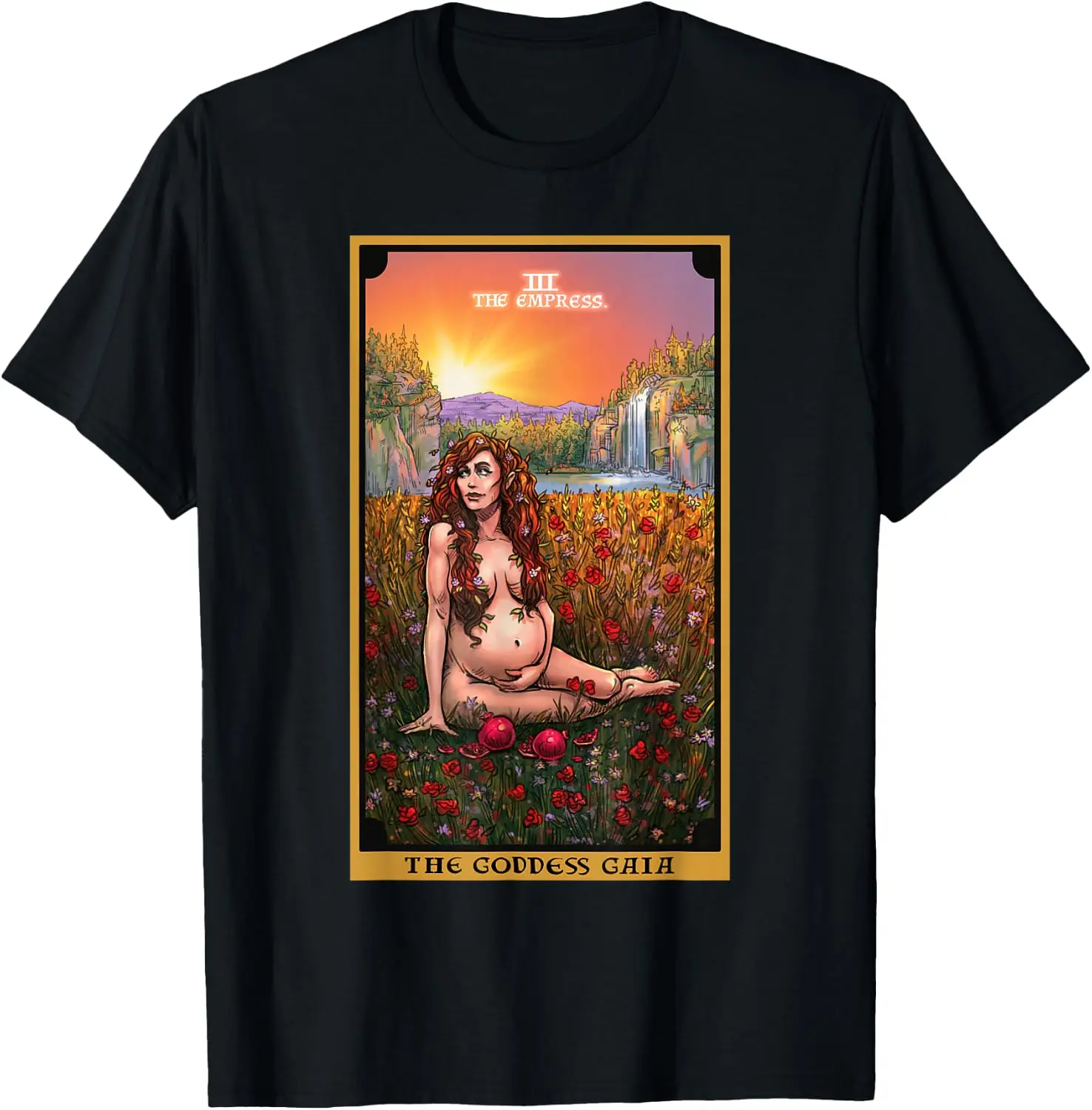 Goddess Gaia The Empress Tarot Card Greek Pagan Witch T-Shirt 100% Cotton Trendy Y2K Short-Sleeve Tee-Soft, Quick-Drying,