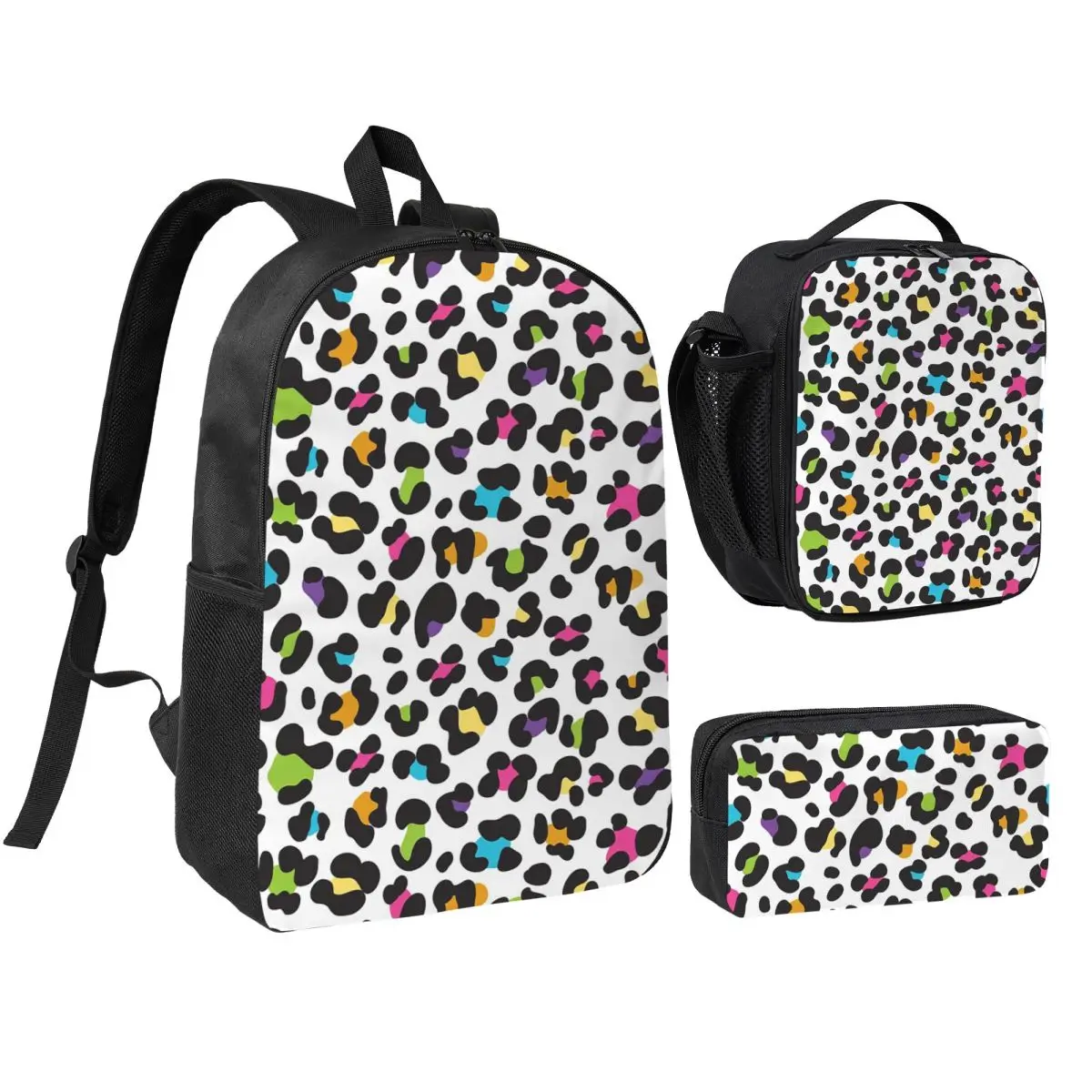 

Orange Leopard Backpack Boys Girls BookBag School Bag Shoulder Bags 3ps Insulated Lunch Bag Pencil Case