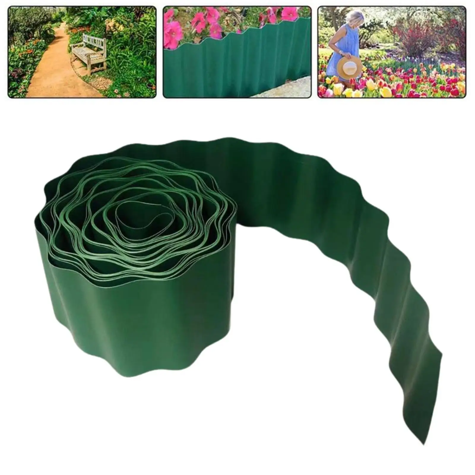 Garden Corrugated PP Landscape Edging Flexible Waterproof Accessory Green for Patio Walkway Lawn Edging Fence Multifunctional