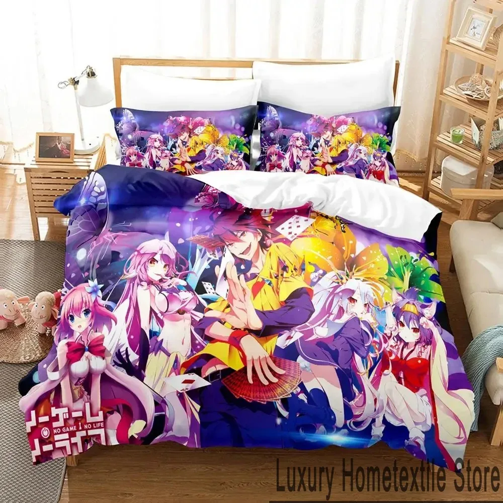 

3D Print Anime No Game No Life Bedding Set Boys Girls Twin Queen King Size Duvet Cover Pillowcase Bed boys Adult