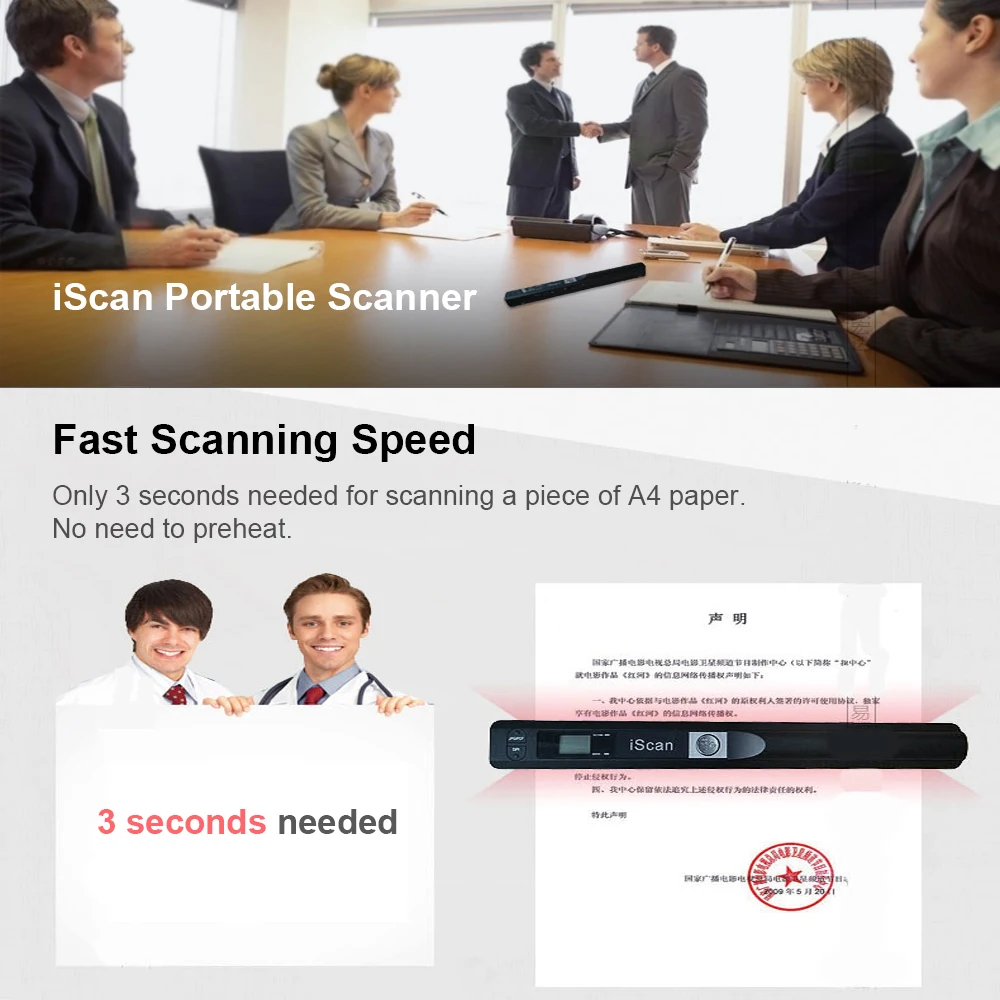 iScan Portable Scanner Mini Handheld Document Scanner Scanner Automotriz A4 Book Scanner for JPG and PDF Format 300/600/900 DPI