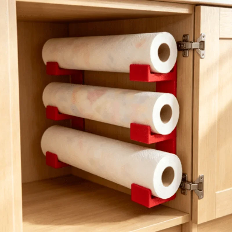 2pcs 3-Tier Wall-Mounted Roll Organizer,Simultaneous Storage of Plastic Wrap,Aluminum Foil etc,Layered Placement for Easy Access