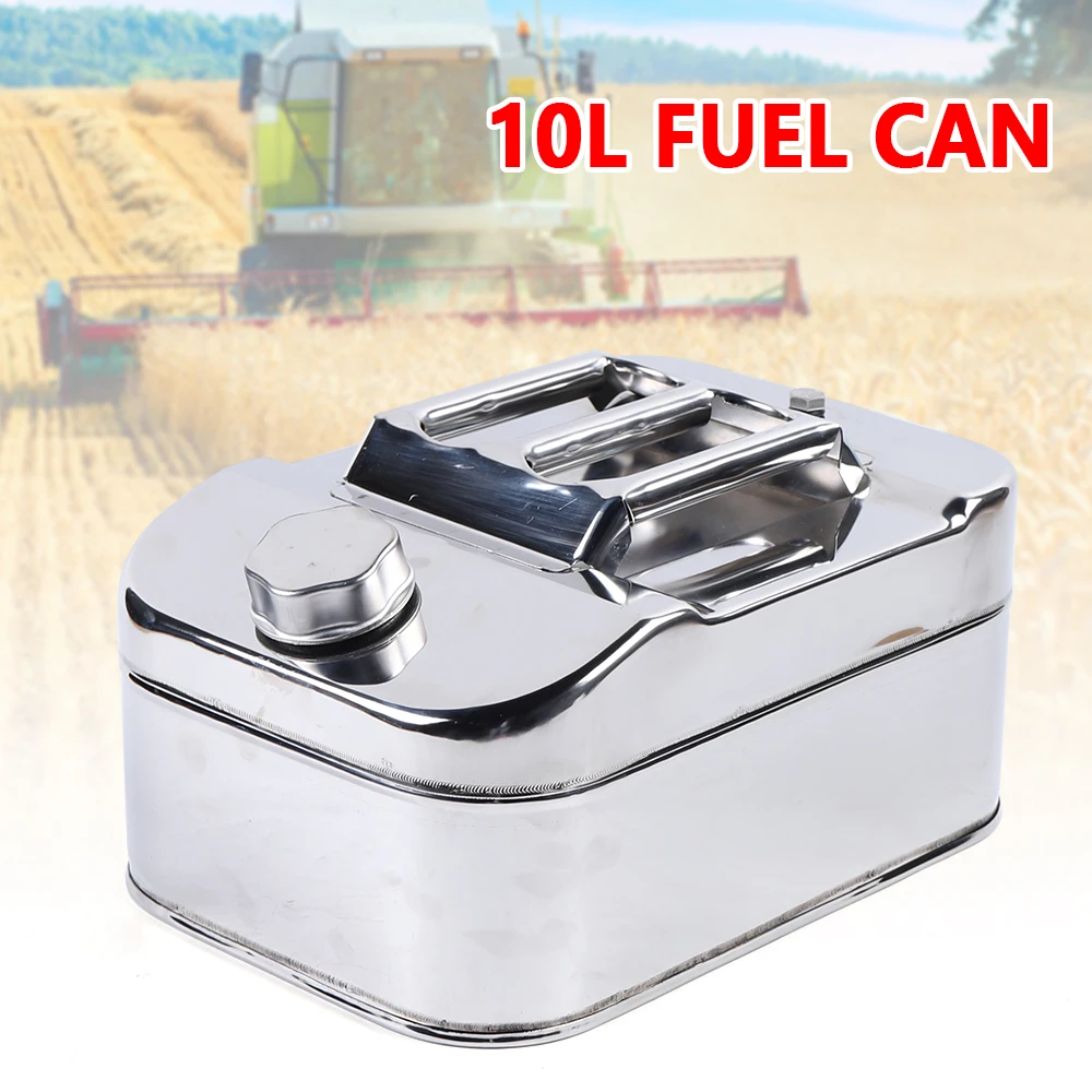 Stainless Steel Gasoline Canister Fuel Tank Oil Barrel Gasoline Tank Canister with Pipe 10L