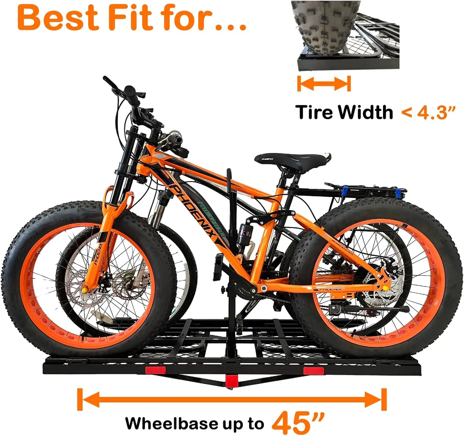 Cargo Carrier Basket - Comes with Bike Rack Fits 2  Fat-Tire Electric Bicycle with Folding Heavy Duty Trailer 5