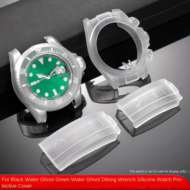 Capa protetora peças de relógio para rolex 40mm 41mm daytona preto verde água fantasma iate caso dial relógio fivela silicone protetor