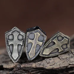 Cross Shield Brass Knife Beads EDC DIY Paracord Woven Bracelets Lanyard Pendants Accessories Outdoor Tool Hangings Charms 