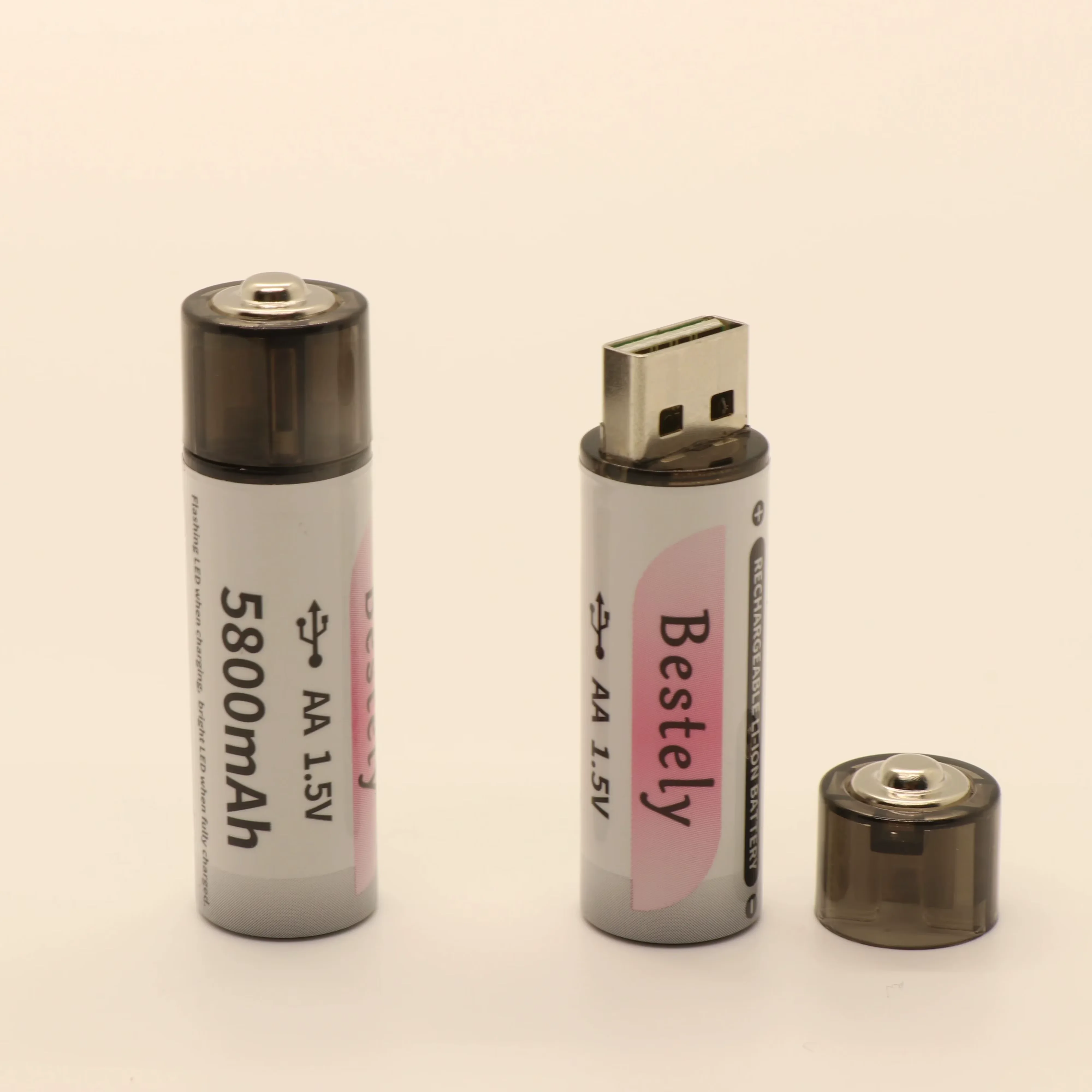 New 1.5V AA 5800mAh+AAA 3600mAh Lithium rechargeable Battery,USB Fast Charging Li-ion Battery , 2000 Cycles with USB- C Cable