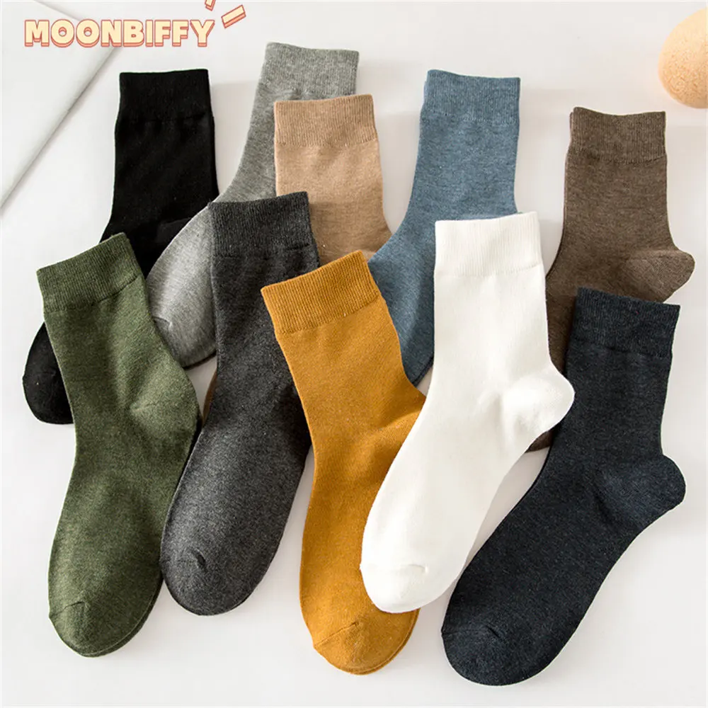 1 Pairs Fashion Men Spring Autumn Socks Solid Color Cotton Socks Men Business Stockings Tube Socks Mens Plus Size Wholesale