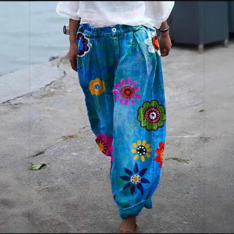 Spot Wish Amazon Women's Jeans Imitation Denim Lantern Trousers Temperament Commuting Comfortable and Casual Women's Clothing