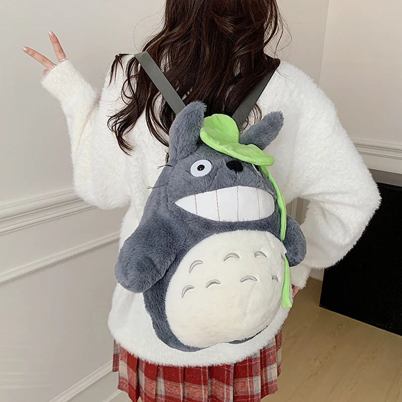 35cm My Neighbor Totoro Plush Toys Knapsack Haunter Plushie Anime Backpack Chinchilla Animal Birthday Gift for Children Xmas Bag