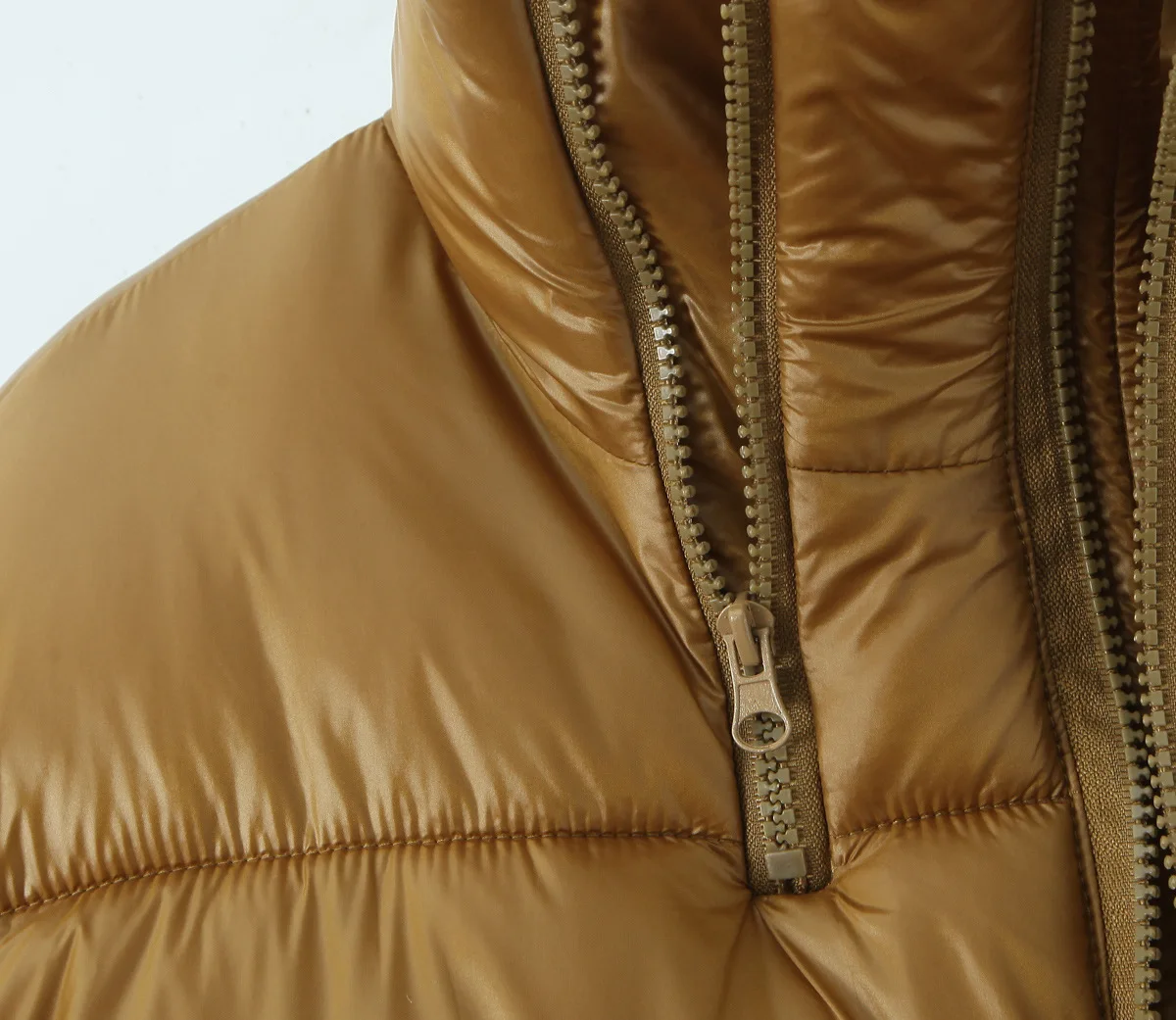 Autumn Winter Fashion Simple Stand Collar COAT Double Zipper Parkas Warm Stylish Long Sleeve Coat Women Loose Fit Puffer Jacket