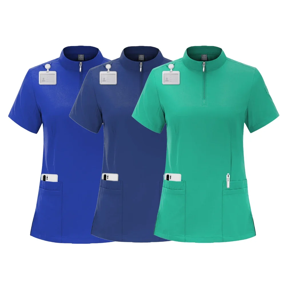 Uniforme d'infirmière décontracté à manches courtes pour femmes, haut et pantalon en déclin, travail de pharmacie, hôpital médical, médecin, soins infirmiers, ensemble de gIslande à col en V