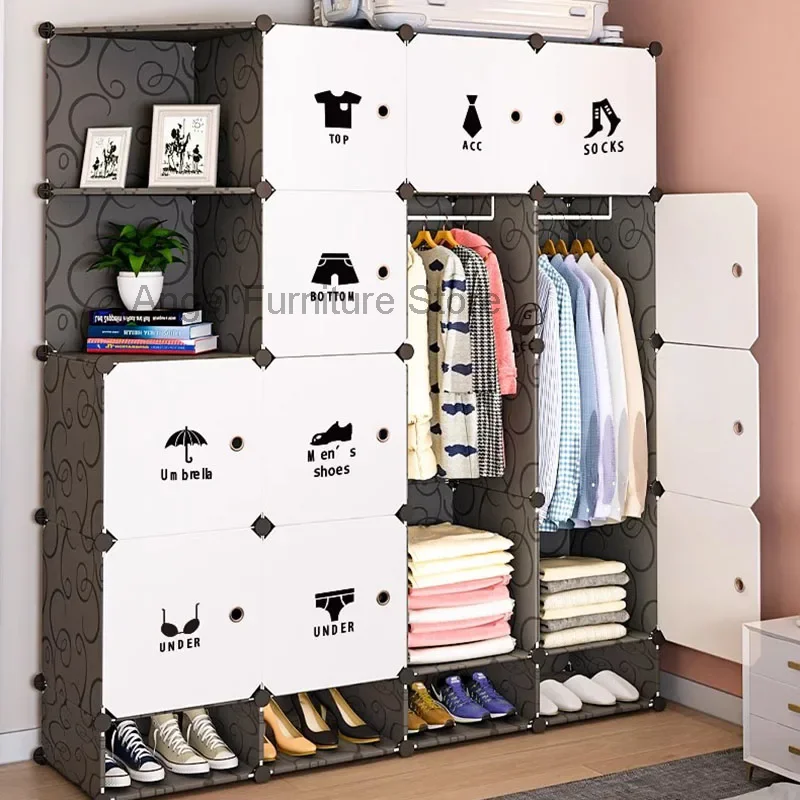 

Small Partitions Wardrobe Portable Clothes Storage Organizer Closet Bedroom Cupboard Cabinet Display Armario Home Furniture