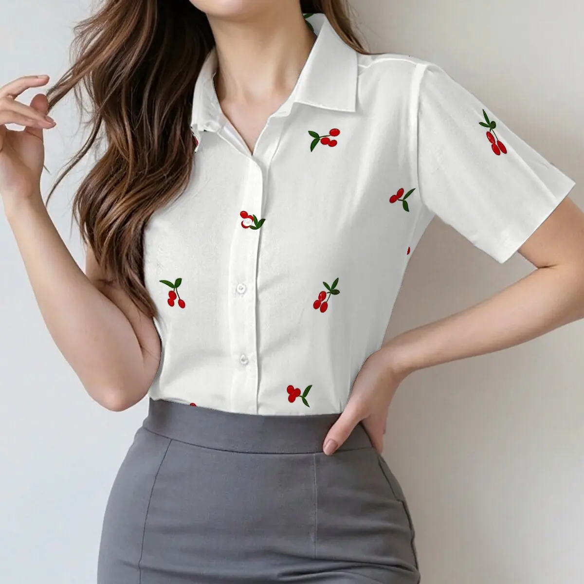 

Summer women's Short-sleeve Lapel Shirt • Exquisite and Recognizable • For Business Casual, Campus and Dates • Simple and Genero