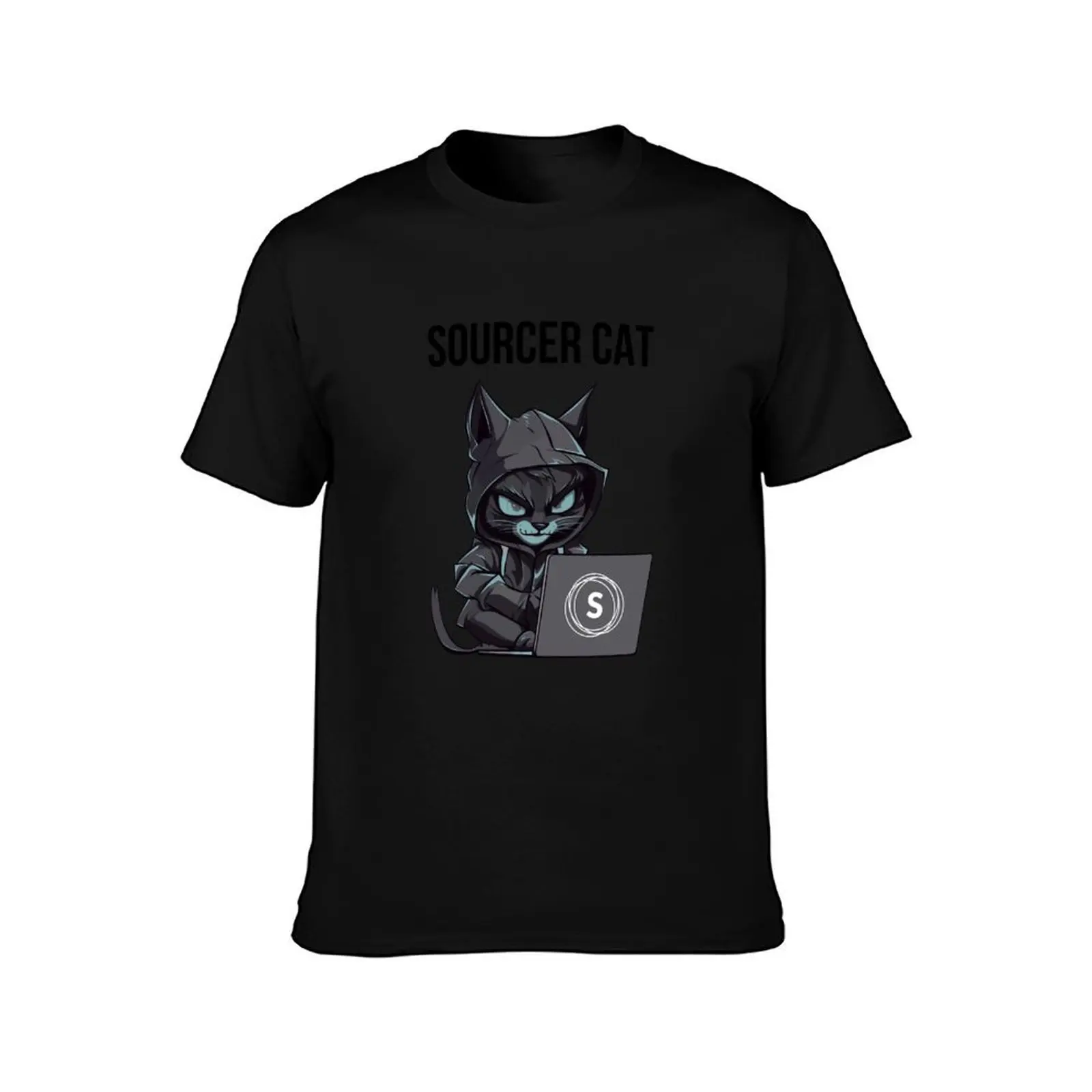 Sourcer Cat T-Shirt blacks street wear vintage anime shirt hippie clothes mens t shirt graphic