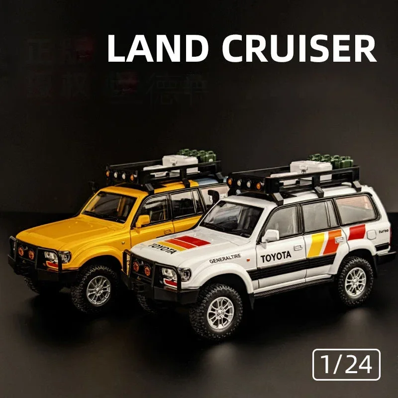 1:24 TOYOTA Land Cruiser LC80 SUV Alloy Miniature Car Diecast Metal Scale Car Model Sound＆Light Children Toy Collection Vehicle