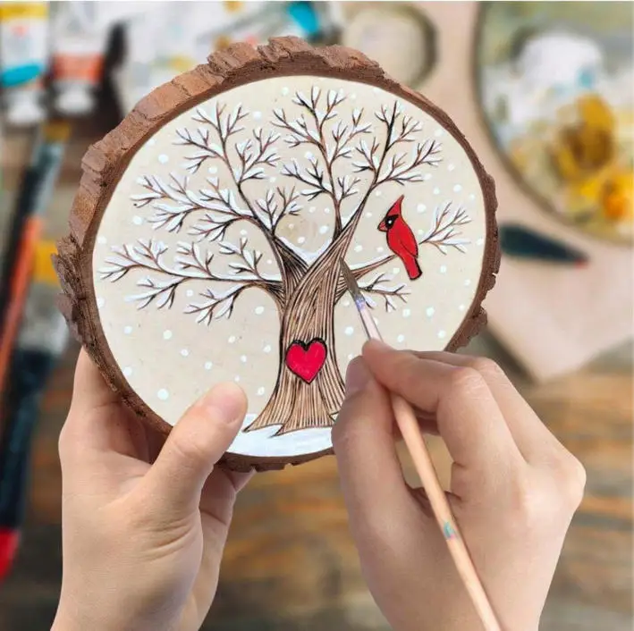 1 Set/10pcs 10-12cm Round Shape Pine Wood Slice With Bark For Table, Parties, Wedding Decorations, Diy Crafts Best Gifts Birthda