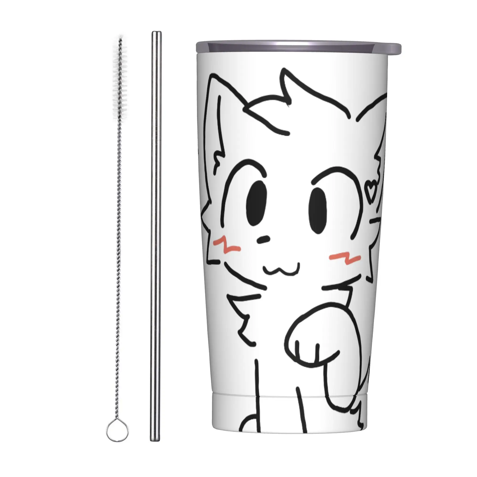 Boykissers Silly Tumbler Vacuum Insulated Cat Thermal Cup with Lid Straw Office Home Mug Hot Cold Drink, 20oz