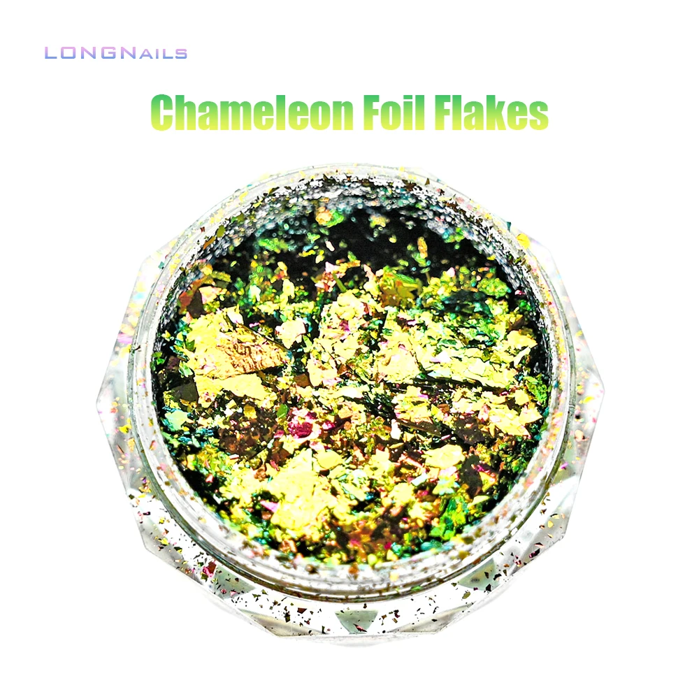 2.5g/jar Chameleon Glitter Flakes Lusters Polychrome Holographic Foil Color-Changed Nail Fragment Fine-Deco Glitterpowder FT79-1