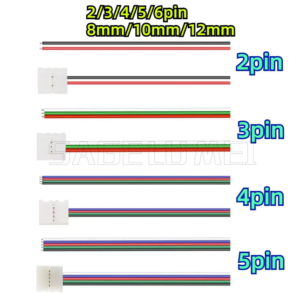 20-100pcs 2pin 8mm 10mm 3/4pin 5pin 6pin led connector cable Free Welding For 5050 3528 Single Color RGB RGBW RGBCCT LED Strip