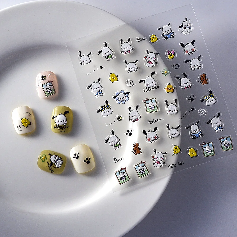 Sanrio Geprägte 5D Nagelaufkleber Anime Nagelkunst-Zubehör Kero Kero Keroppi My Melody Hello Kitty Aufkleber Nageldekoration Abziehbilder – Detail 7
