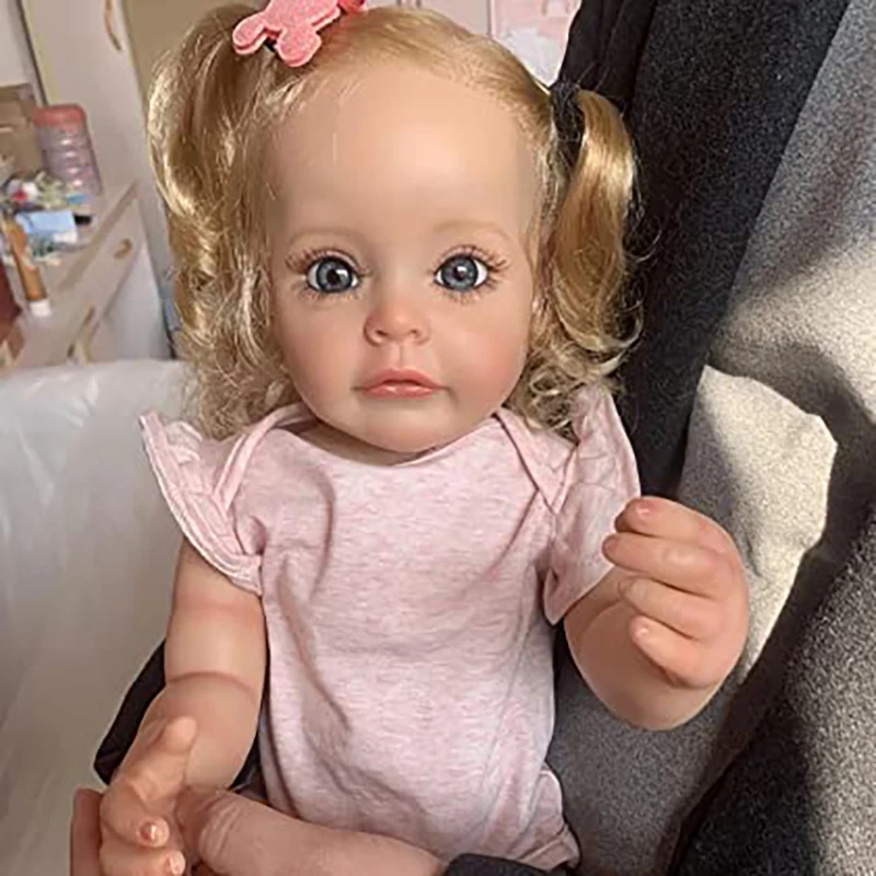 55cm Cute Princess Full Body Silicone  Reborn Baby Sue-sue Toddler Girl Doll Hand-detailed Painted Rooted Hair