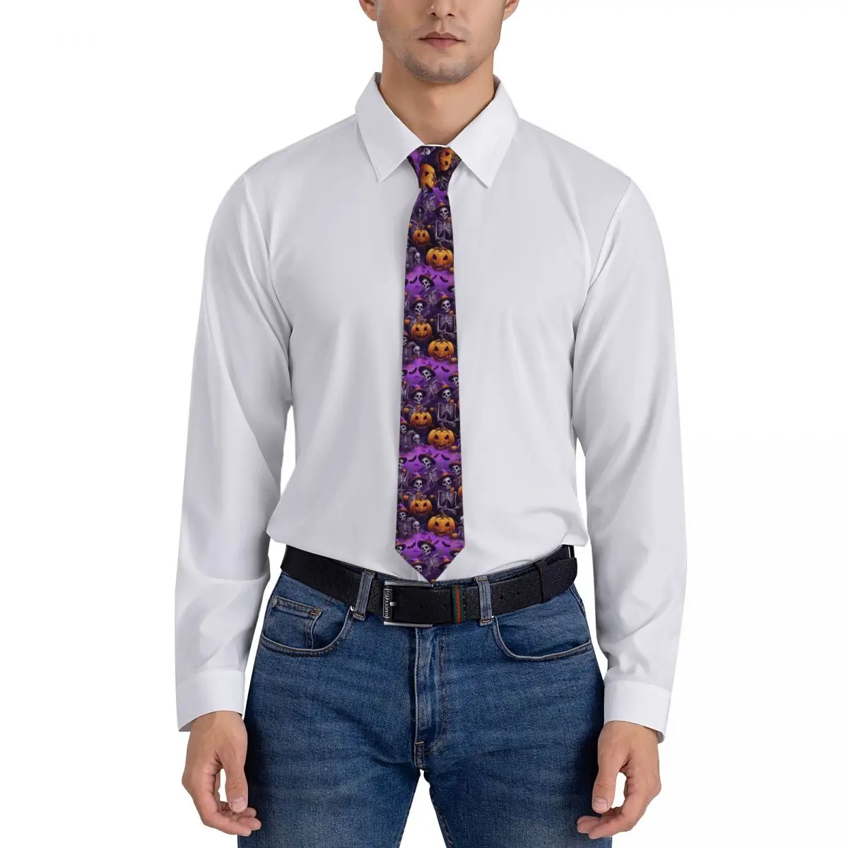 مخصص الرجال هالوين شبح ربطة العنق الجمجمة أزياء التعادل للولائم #5