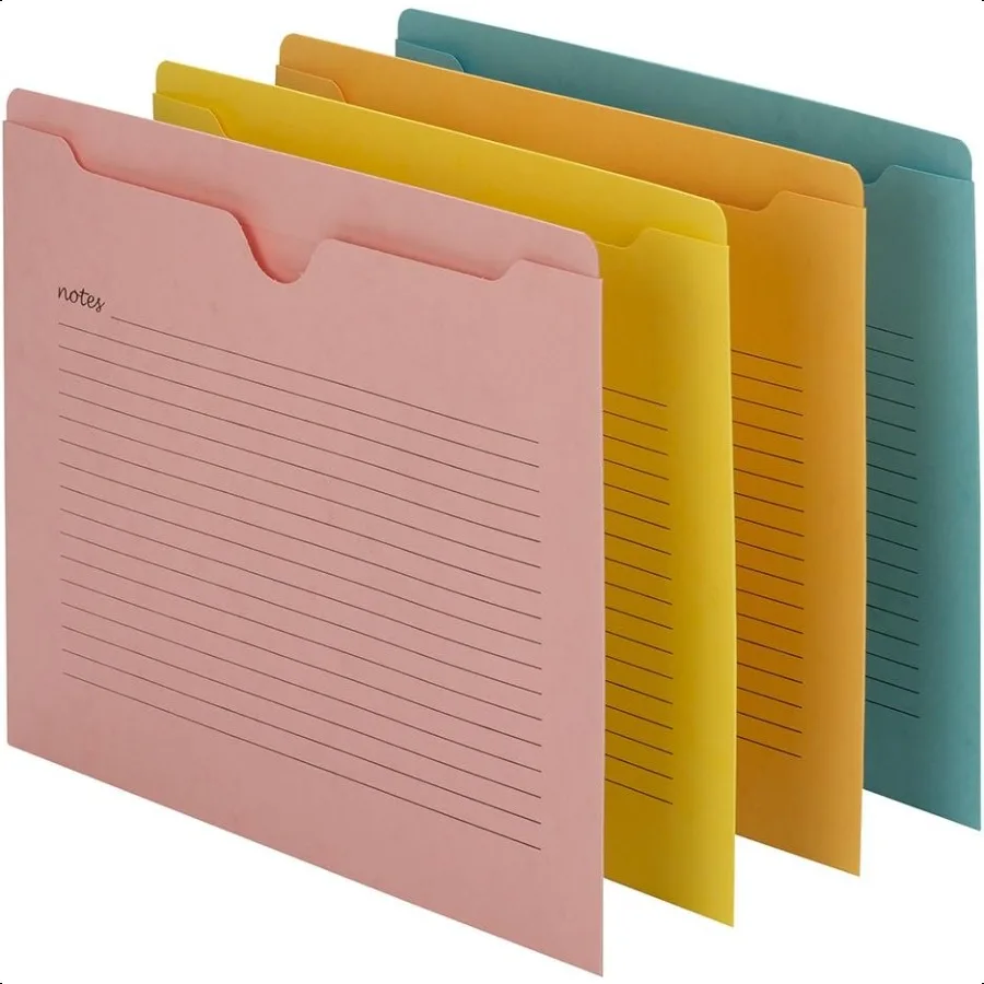 노트 파일 재킷 레터 사이즈 Straigut Tab FlatNo 확장 다양한 색상 팩당 12개 75616
