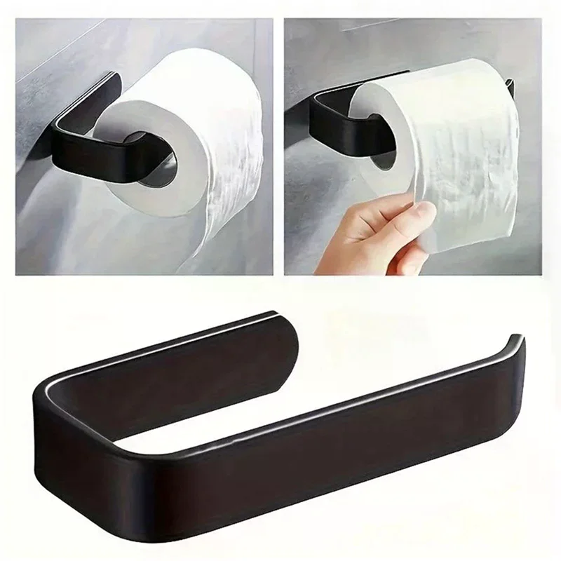 Saving Self Adhesive Wall Mounted Tissue Holder Kitchen Storage Organizer Dual Purpose Toilet Paper Hand Towels No Drill Space