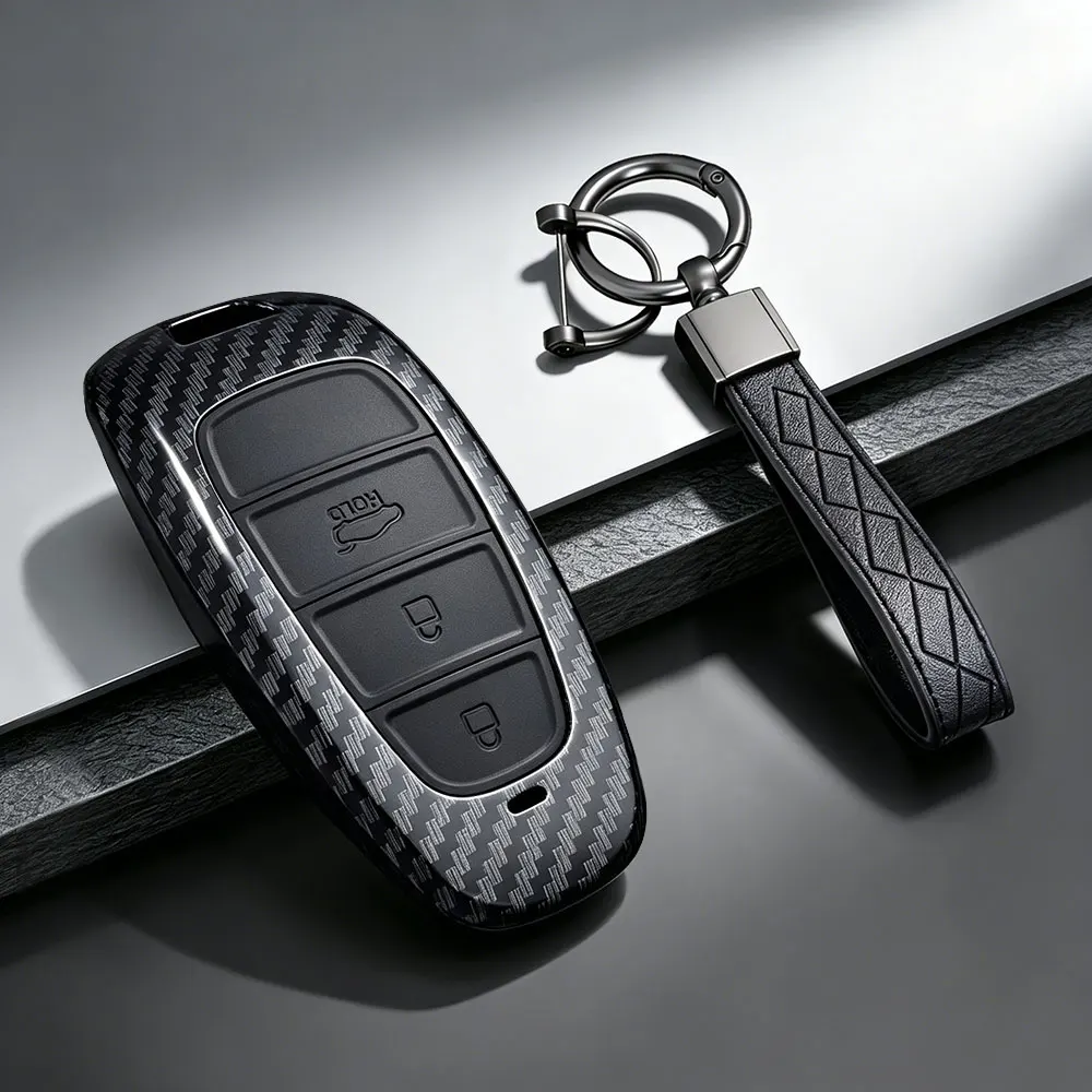 ABS Car Key Holder Case Cover For Hyundai Tucson Solaris Sonata Hybrid NEXO NX4 Santafe Dn8 4 Buttons 2020 2021 2022 Accessories