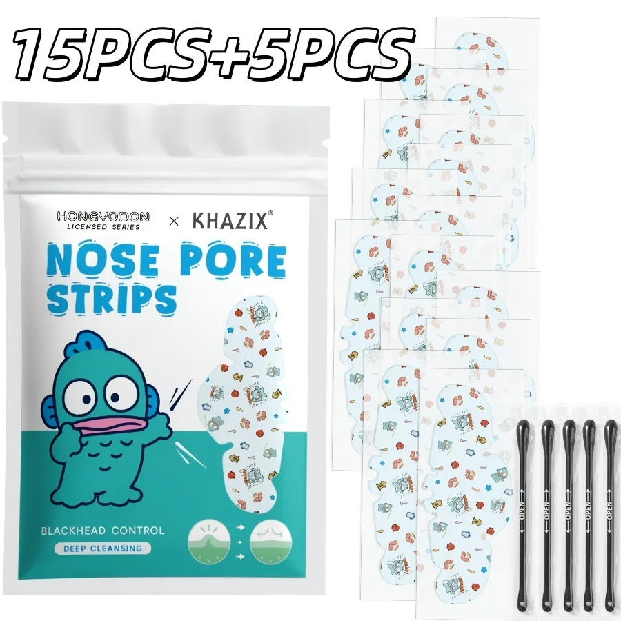 15PCS Clownfish Cartoon Nasal Patch,deeply cleans pores and gently exfoliates.Attached are 5 Cleaning tools,to be used together