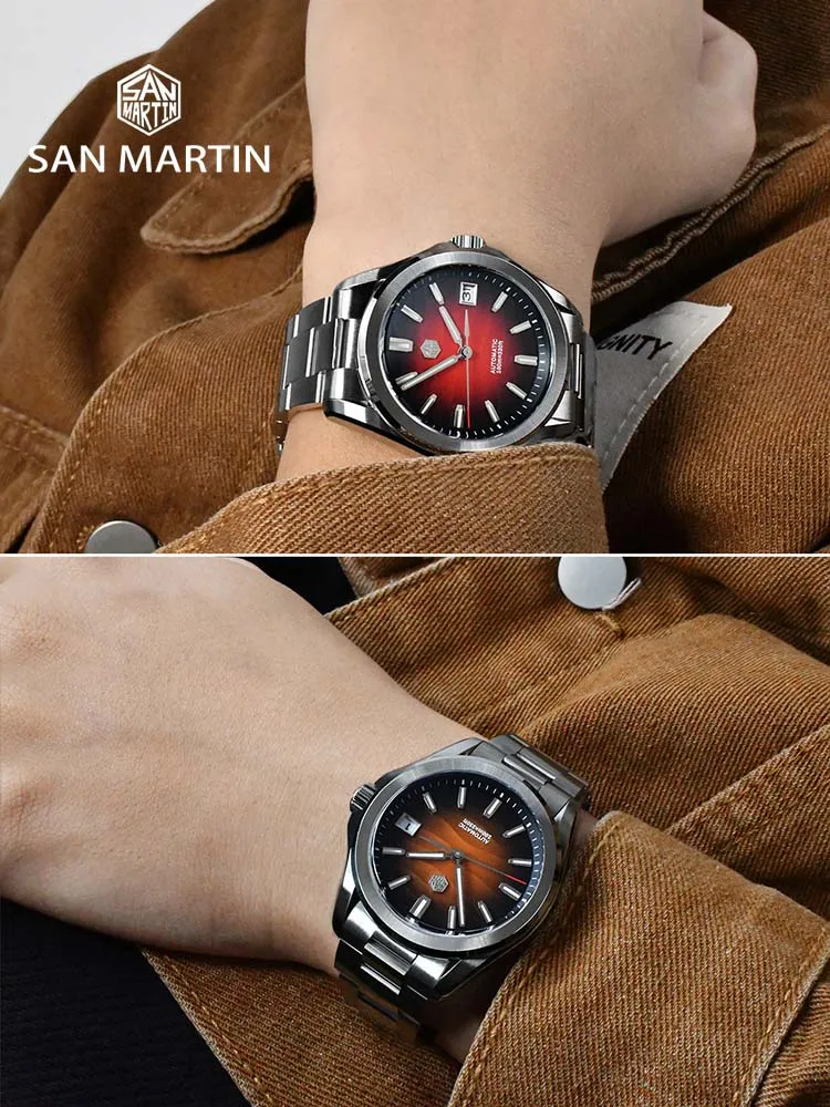 San Martin Nieuwe Gada Horloge 39mm Woestijn Textuur Heren Jurk Horloge NH35 Automatisch Mechanisch Saffier Waterdicht 100m Lichtgevend SN0129