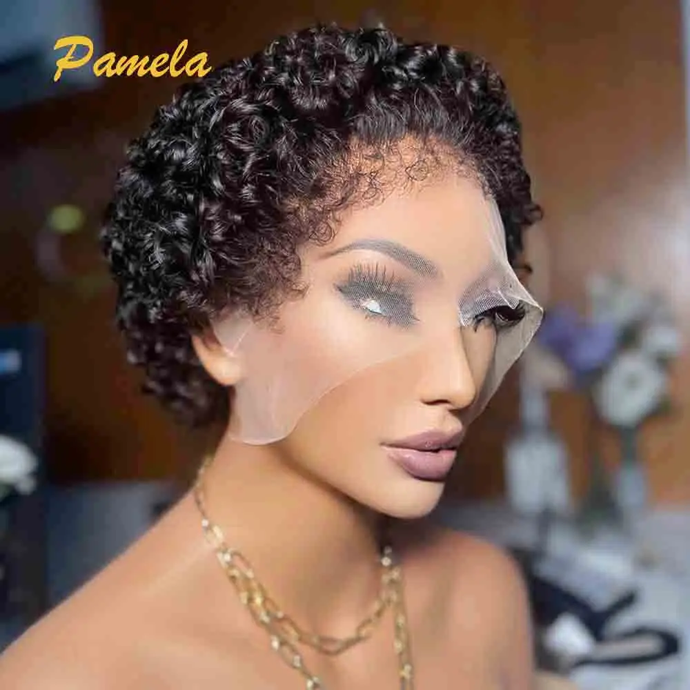

Kinky Edges Natural Hairline Wig Wear and Go Бесклеевой вьющийся боб 13x4 Прозрачные парики из натуральных волос на кружеве с вьющимися волосами Bady