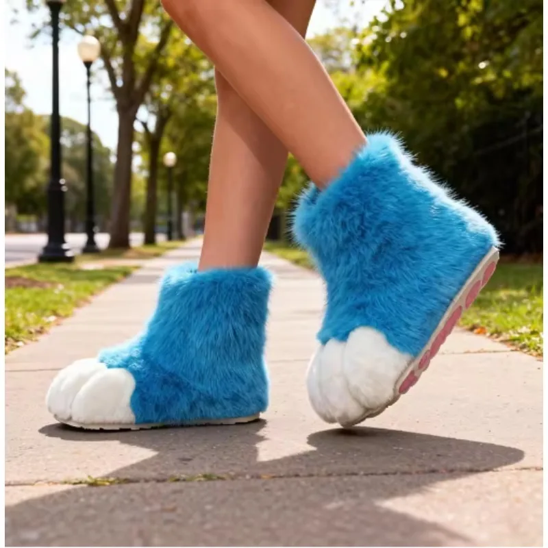 Furry Cat Paw Shoes Fluffy Boots Girl Shoes Beast Paw Cute Plush Kig Fursuit Animal Foot Socks Anime Party Cosplay Costume