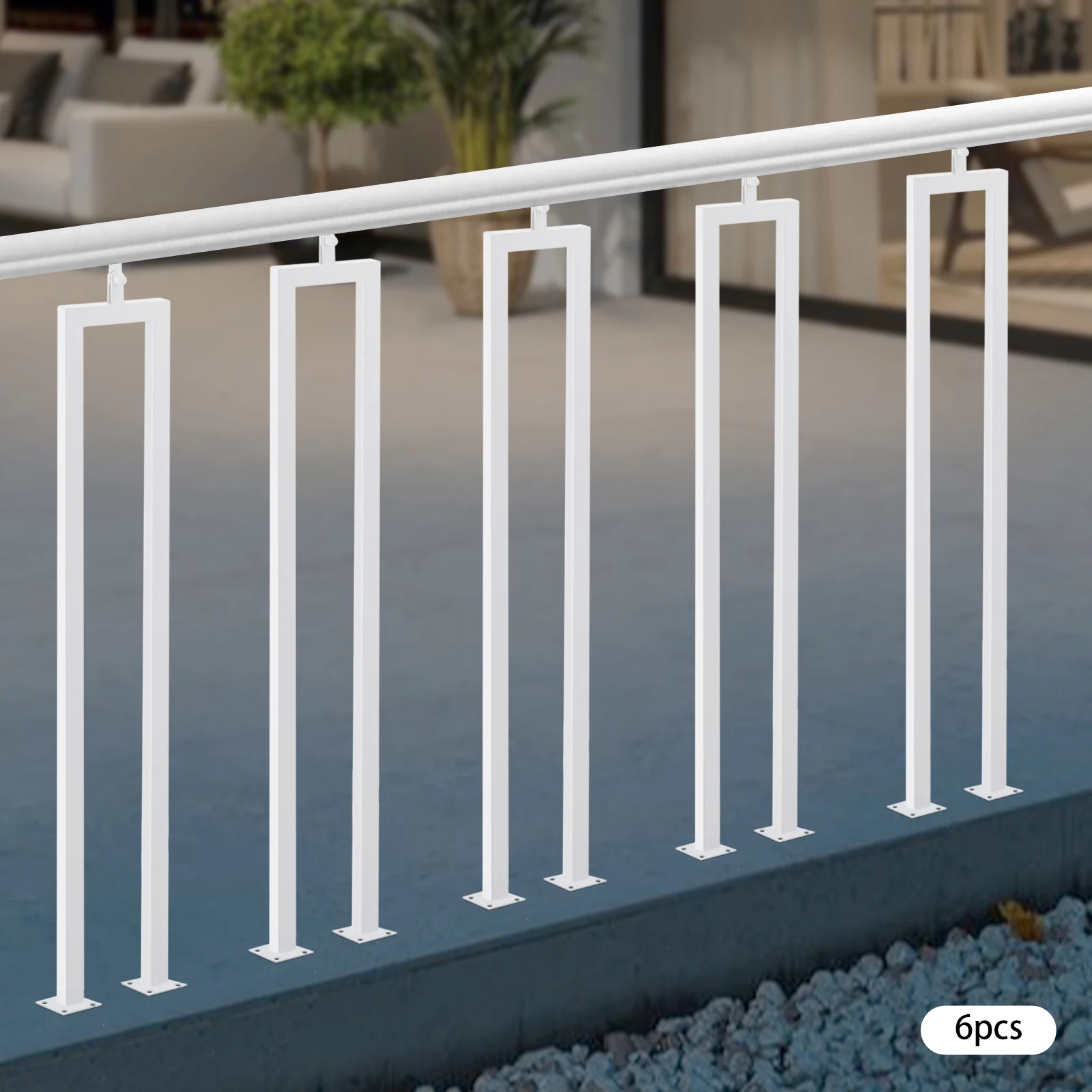 ชุดราวแขวนบันไดรูปตัวยูสีขาวขนาด 36 นิ้ว - 6 ชิ้นรองรับบันไดแข็งแรงทนทานเน้นราวบันไดที่ทนทาน