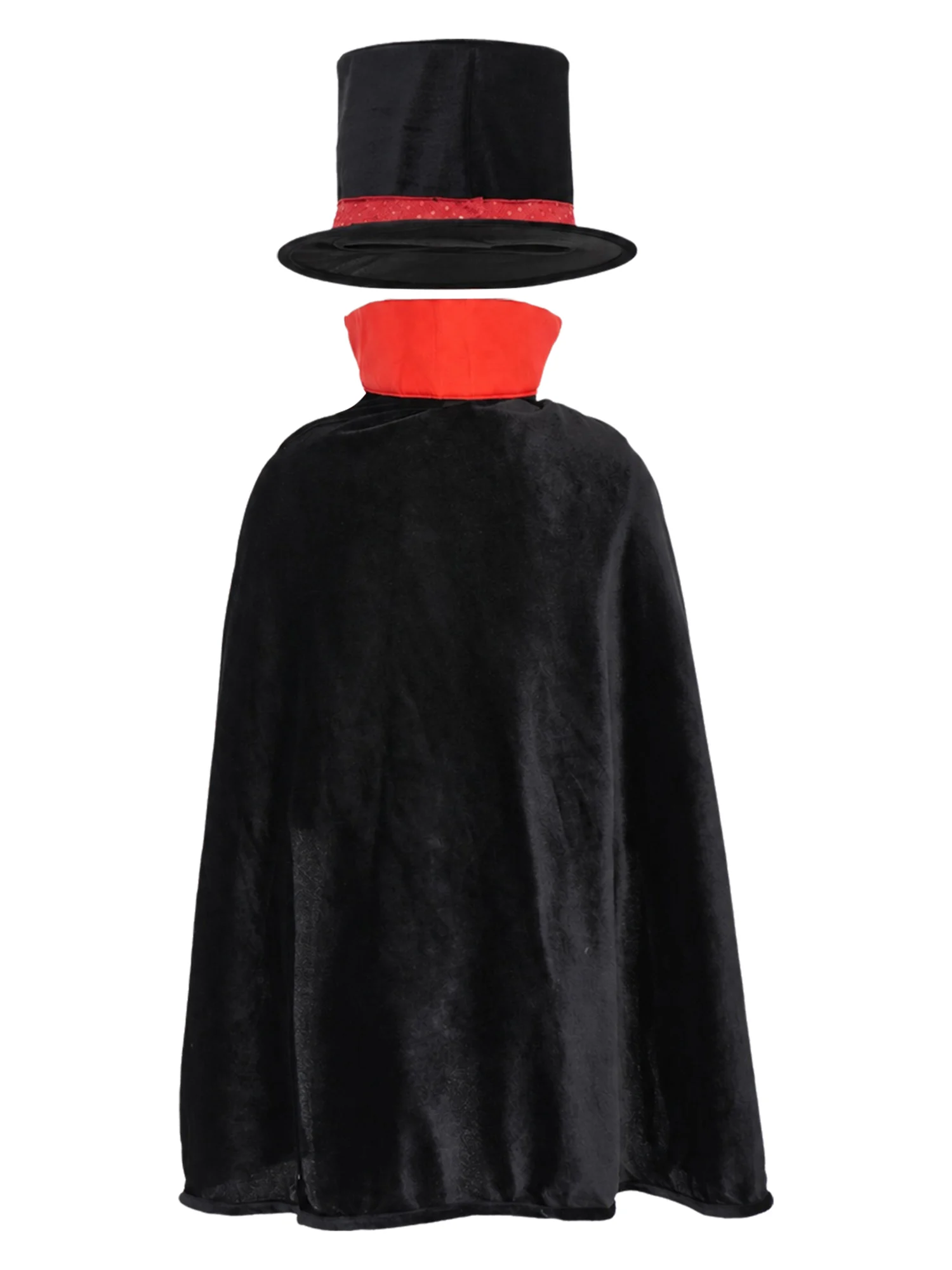 Boys Girls Magician Suit Performance Costume Bowtie Cape Sequin Vest Velvet Top Hat Gloves Wand Set Theme Party Dancy Dress Up