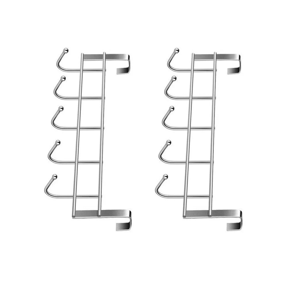 Bathroom Garage Door Hooks Clothes Hanger 2Pcs Clothes Storage Hanger No-Punching Silver Stainless Steel Purses
