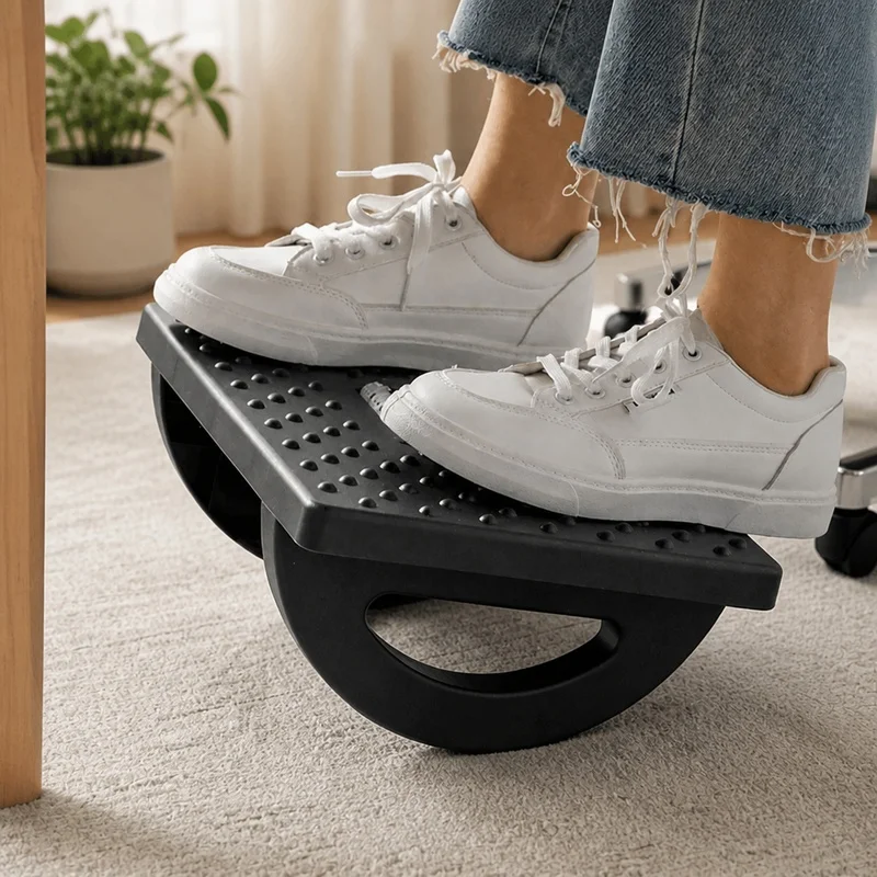 Portable Foot Stool for Home and Office with Ergonomic Design and Built-in Massage Rollers