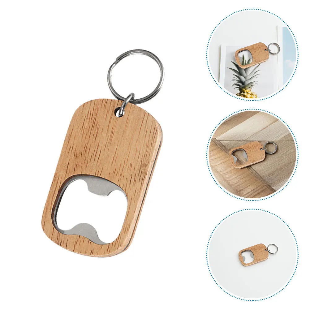 6 قطعة الخشب الفولاذ المقاوم للصدأ دليل فتاحة الزجاجات المفاتيح المحمولة تصميم مسطح ل البيرة الصودا نادل حفل زفاف الحسنات