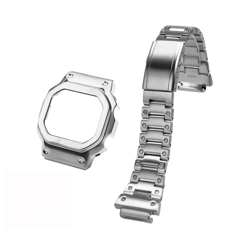 Set cinturino in acciaio inossidabile per CASIO 3516 DW-H5600 modifica soild raffinato metallo argento nero oro kit cassa cinturino set