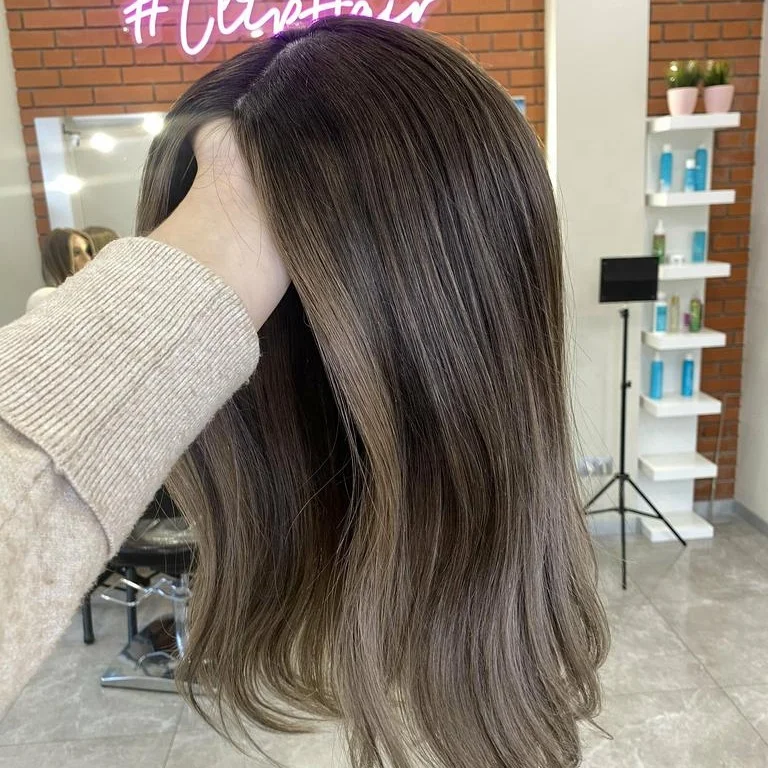 

Double Drawn Brown Balayage Silk Base Toppers Real Scalp European Virgin Human Hair Toppers Clips in Hair Pieces for Hair Loss