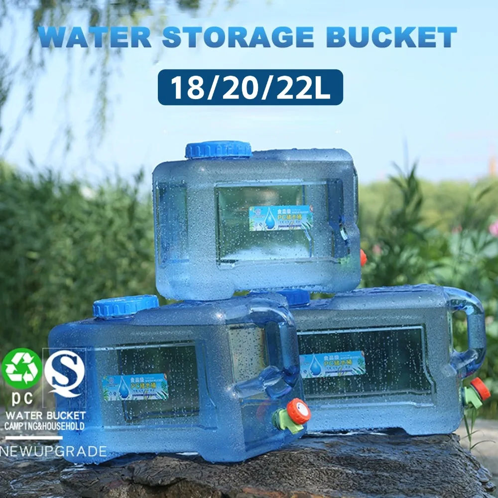 18/20L Portable Car Water Bucket Driving Pure Large Water Tank Container with Faucet for Outdoor Camping Cooking Picnic Hiking