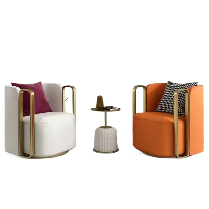 

Высококачественный скандинавский одиночный стул по индивидуальному заказу, вращающийся стул для гостиной, спальни, балкона, оранжевый стул для отдыха на вилле