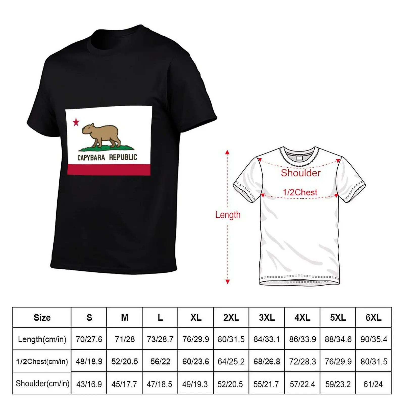Capybara Flag (normal land version) T-Shirt Basic Casual Wear Short Sleeve Top