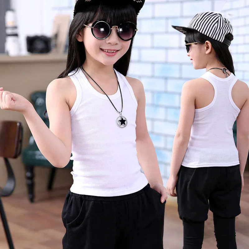 2-11Y Kids Baby Boys Vests T-shirts Children Summer Vest Top Outfit Kid Boy Girl Solid Tops Clothes Cotton Tees Black Playsuits